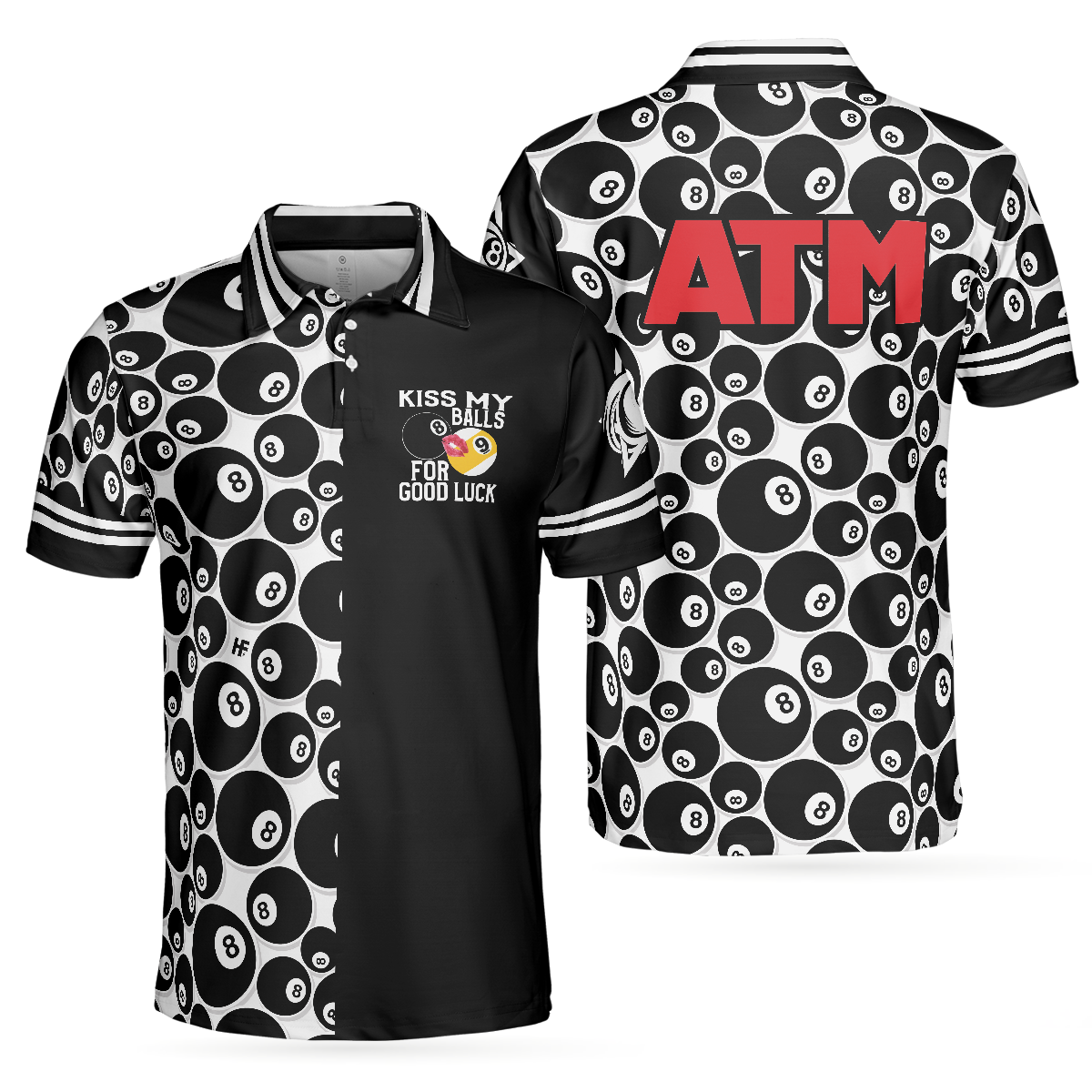 Billiards Men Polo Shirt, 8 Ball Pattern ATM Polo Shirt, Kid My Balls For Good Luck Men Polo Shirt, Best Gift For Billiards Lovers