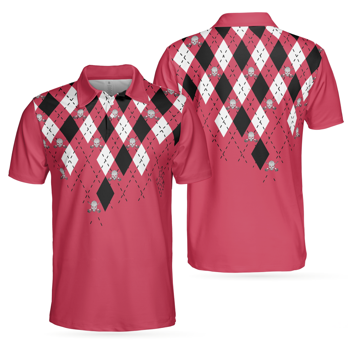 Golf Shirt With Argyle Pattern Polo Shirt, Red Plaid Pattern Golf Shirt For Golf Enthusiasts, Vibrant Golf Shirt