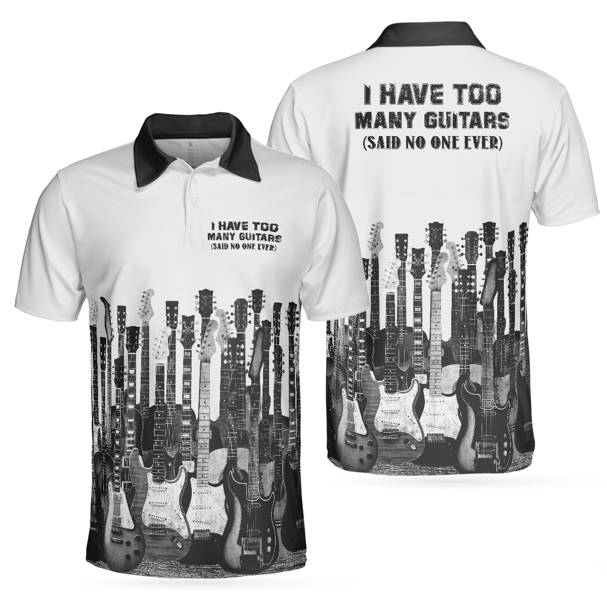 I Have Too Many Guitars White Short Sleeve Polo Shirt, Guitarist Polo Shirt, Best Music Shirt For Men