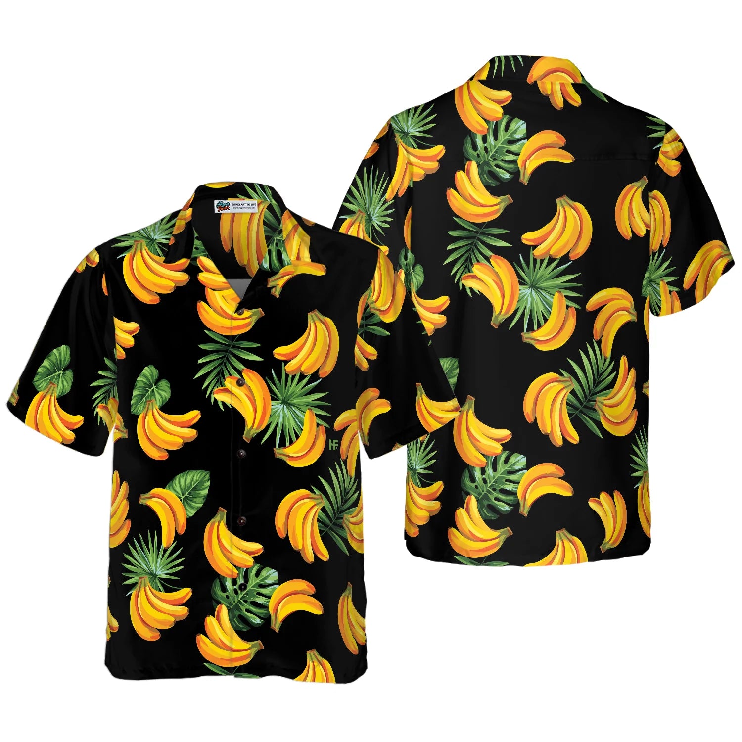 Banana & Tropical Palm Leaves Hawaiian Shirt, Banana Pattern Aloha Shirt For Men & Women, Best Gift For Summer, Husband, Boyfriend, Wife, Girlfriend