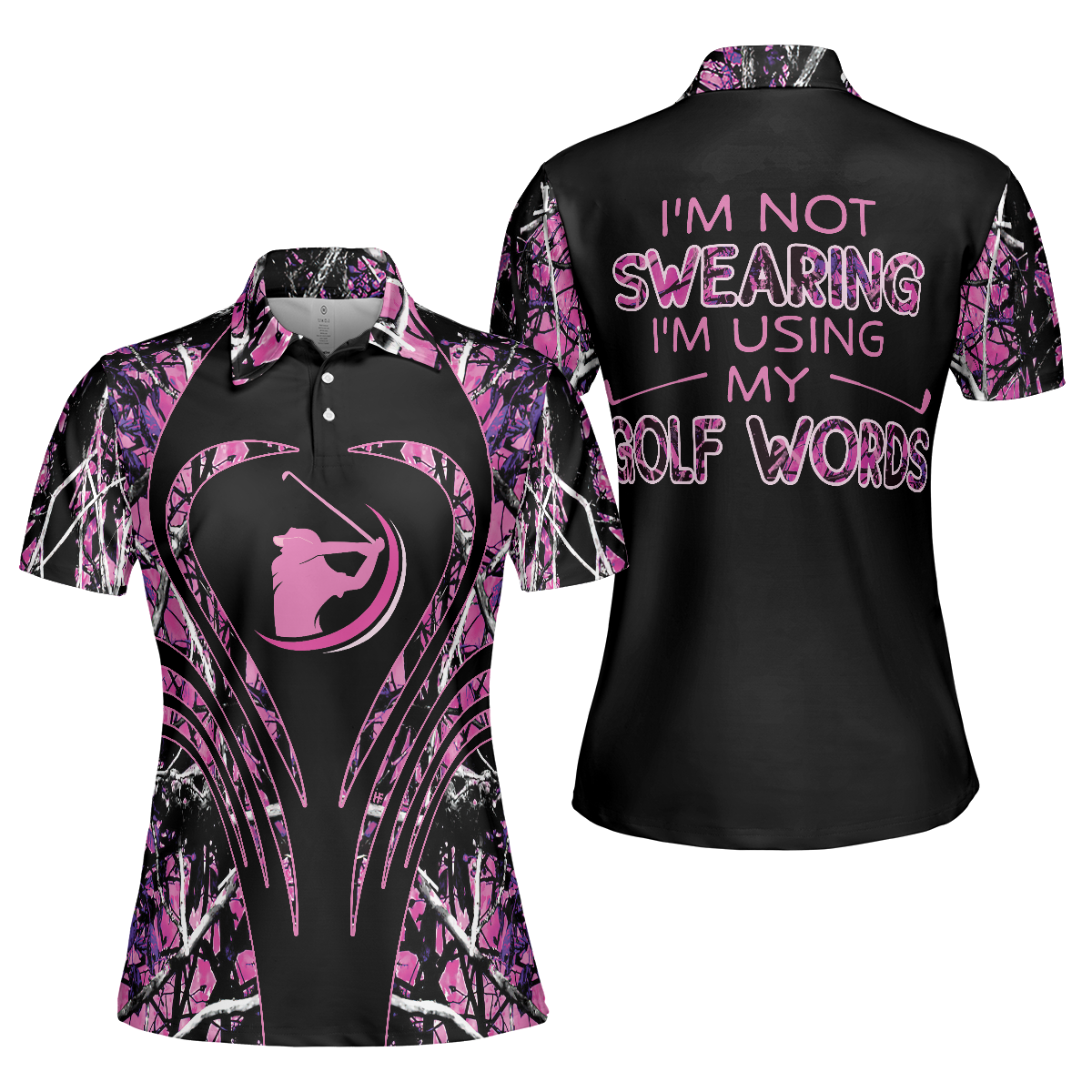 Thinning Layout Camouflage Pattern I'm Not Swearing I'm Using My Golf Words Golf Short Sleeve Women Polo Shirt - Perfect Gift For Women