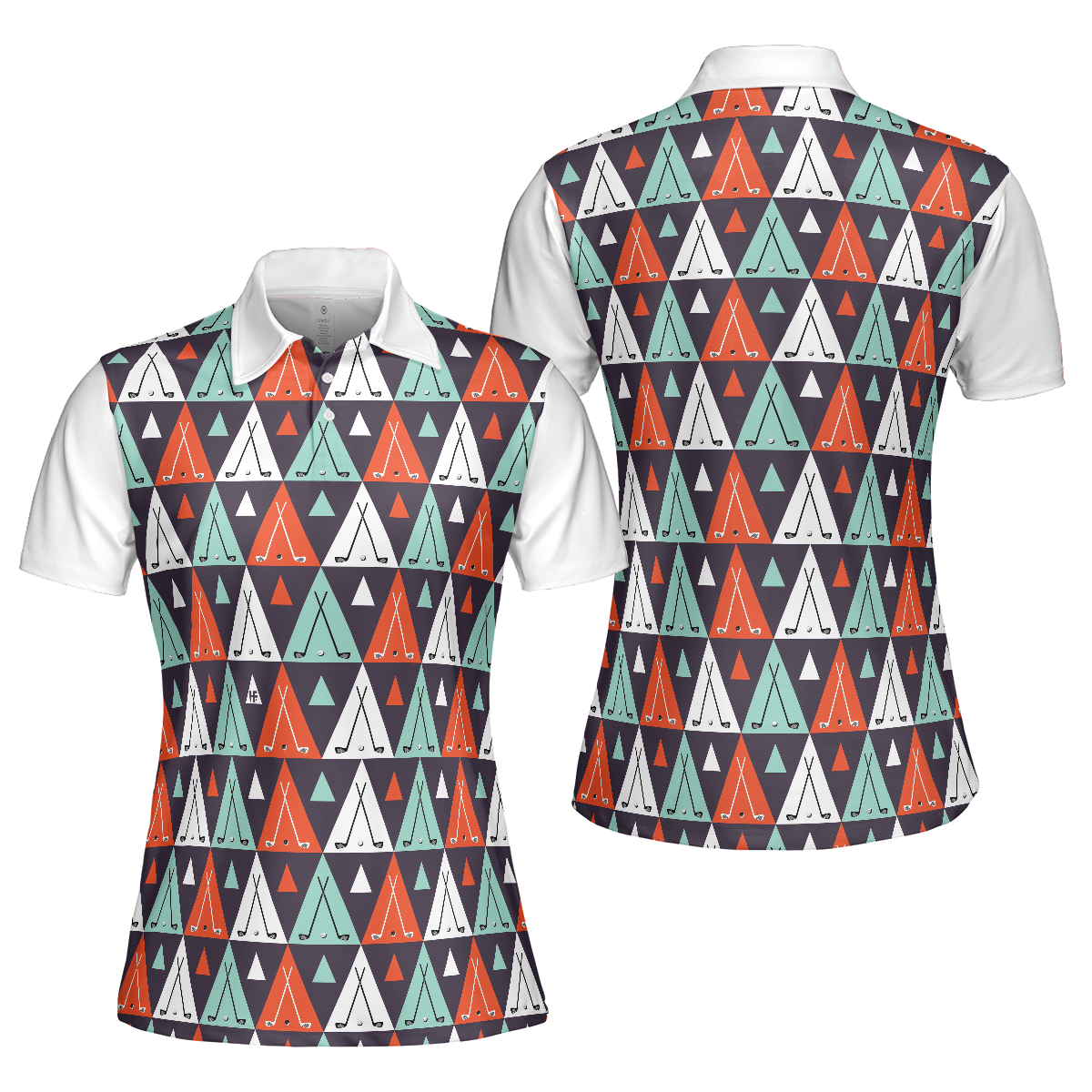 Golf Life In Ethnic Style Short Sleeve Women Polo Shirt, Argyle Pattern Shirt For Ladies, Best Golf Shirt For Female