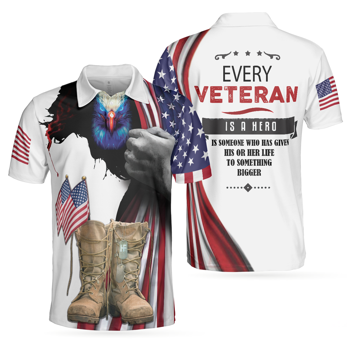 Eagle American Flag Veteran Men Polo Shirt, Every Veteran Is A Hero Polo Shirt, Patriotic Veteran Shirt For Men