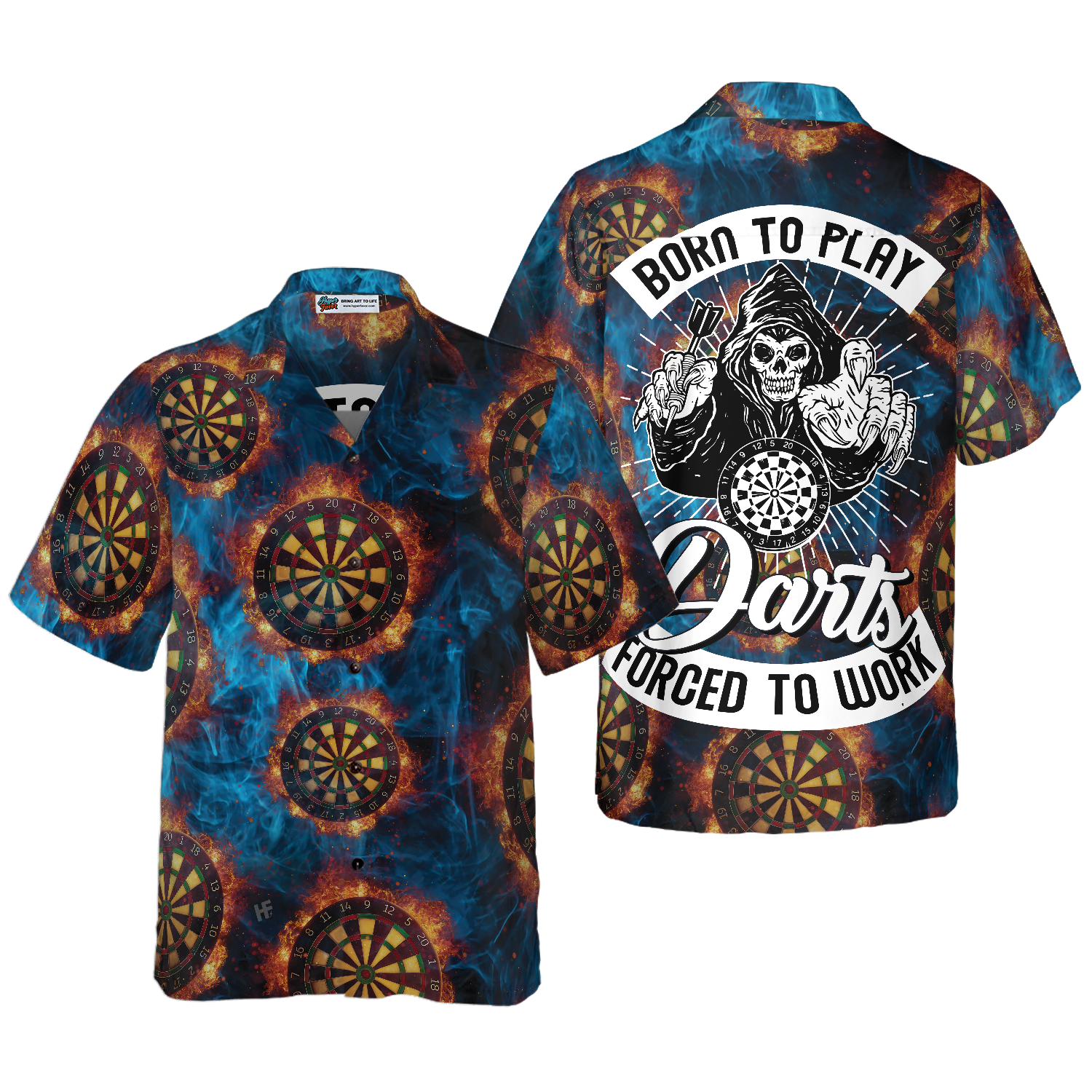 Born To Play Dart Forced To Work Hawaiian Shirt, Best Gift For Husband, Wife, Boyfriend, Girlfriend, Friend, Family