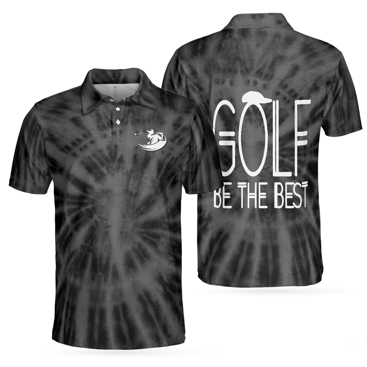 Golf Be The Best Golf Men Polo Shirt, Black Tie Dye Golf Shirt For Men, Gift For Golfers