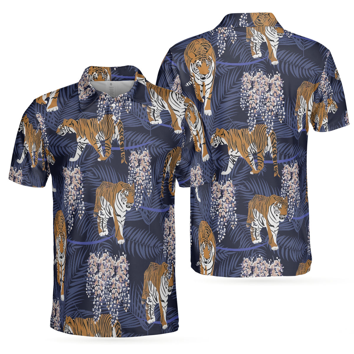 Tiger & Tropical Leaves Tiger Polo Shirt For Men, Tropical Tiger Shirt Short Sleeve, Gift For Tiger Lover - Perfect Gift For Men