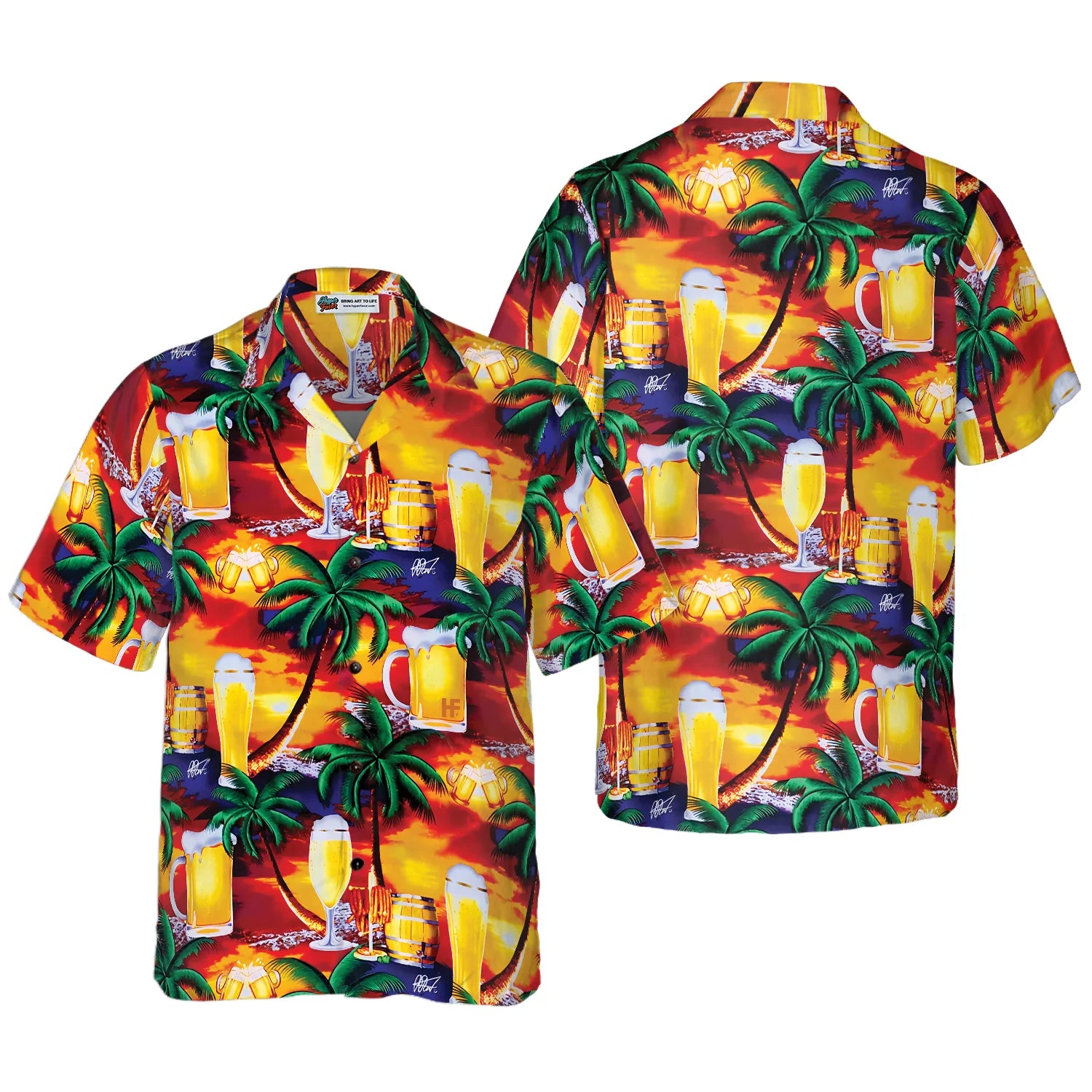 Beer in Paradise Hawaiian Shirt, Palm Tree Hawaiian Shirt, Beer Tropical Summer Aloha Shirt For Men, Perfect Gift For Beer Lovers, Friends, Husband, Boyfriend, Family