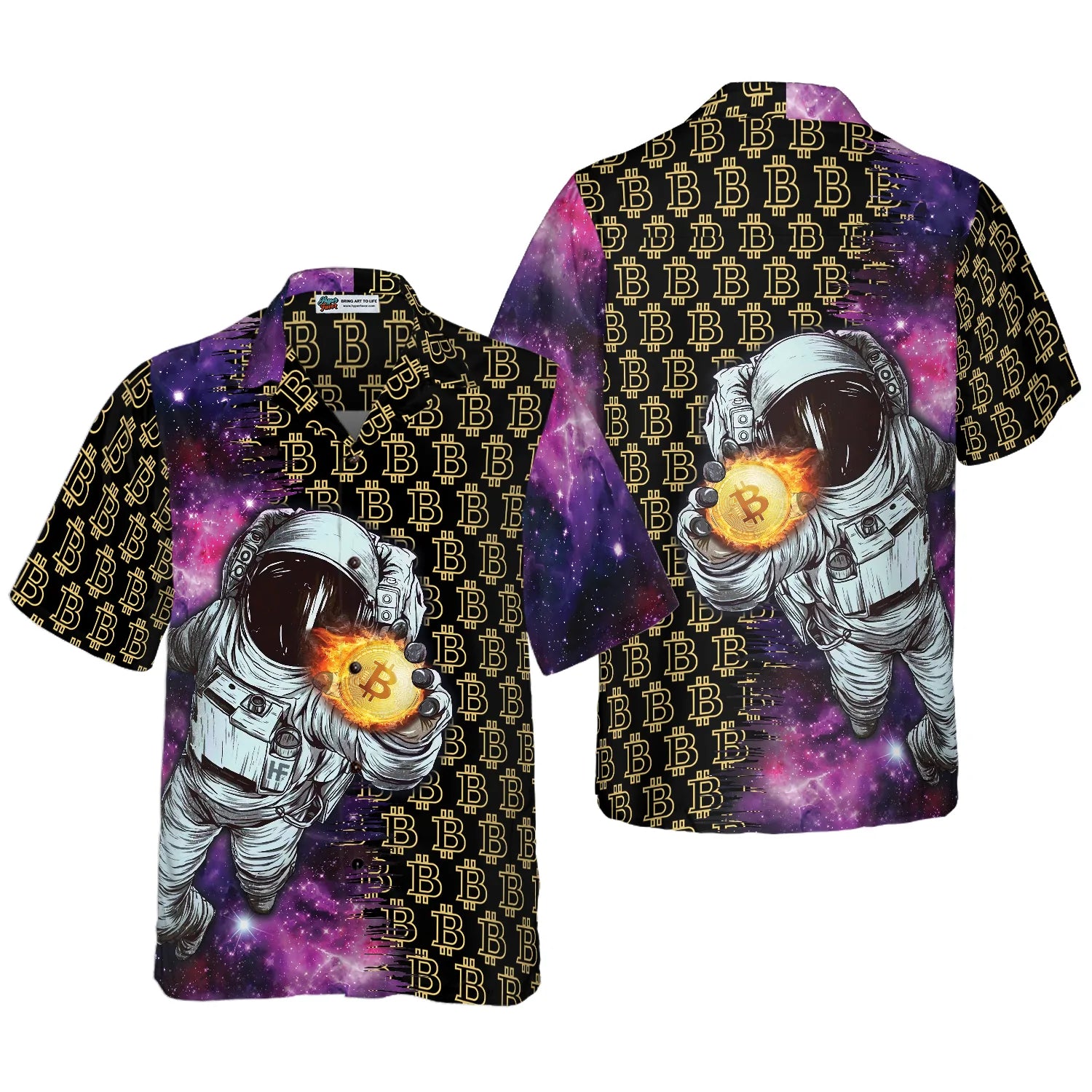 Bitcoin In The Galaxy Hawaiian Shirt, Bitcoin Aloha Shirt For Men - Perfect Gift For Bitcoin Lovers, Family, Friends, Husband, Boyfriend