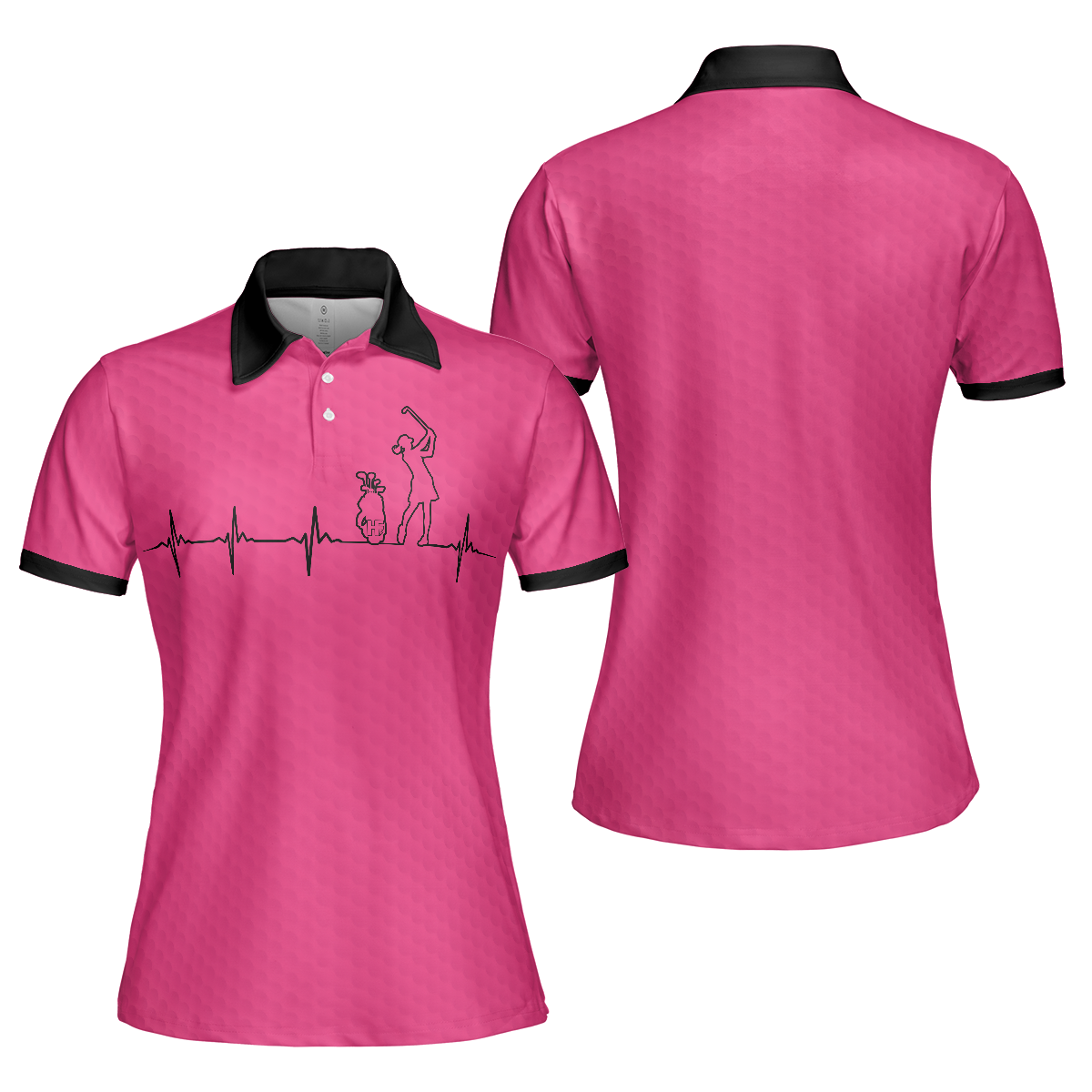 Heartbeat Golf Lady Pink Golf Short Sleeve Women Polo Shirt, Best Golf Gift For Women