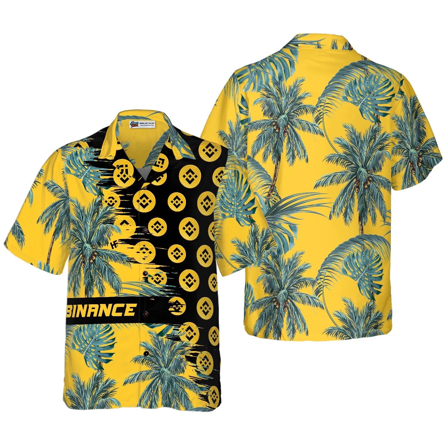 Binance Coin Yellow Hawaiian Shirt, Aloha Shirt For Men And Women - Perfect Gift For Family, Friends, Husband, Boyfriend, Wife, Girlfriend