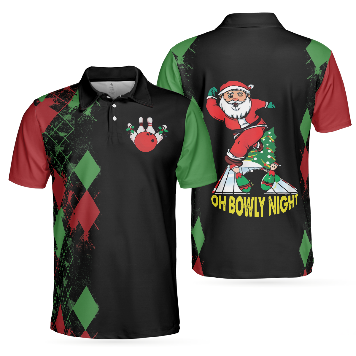 Bowling Men Polo Shirt - Christmas Themed Polo Shirt Design, Best Christmas Gift Idea For Bowling Lovers - Perfect Gift For Friend, Family, Bowling Lovers