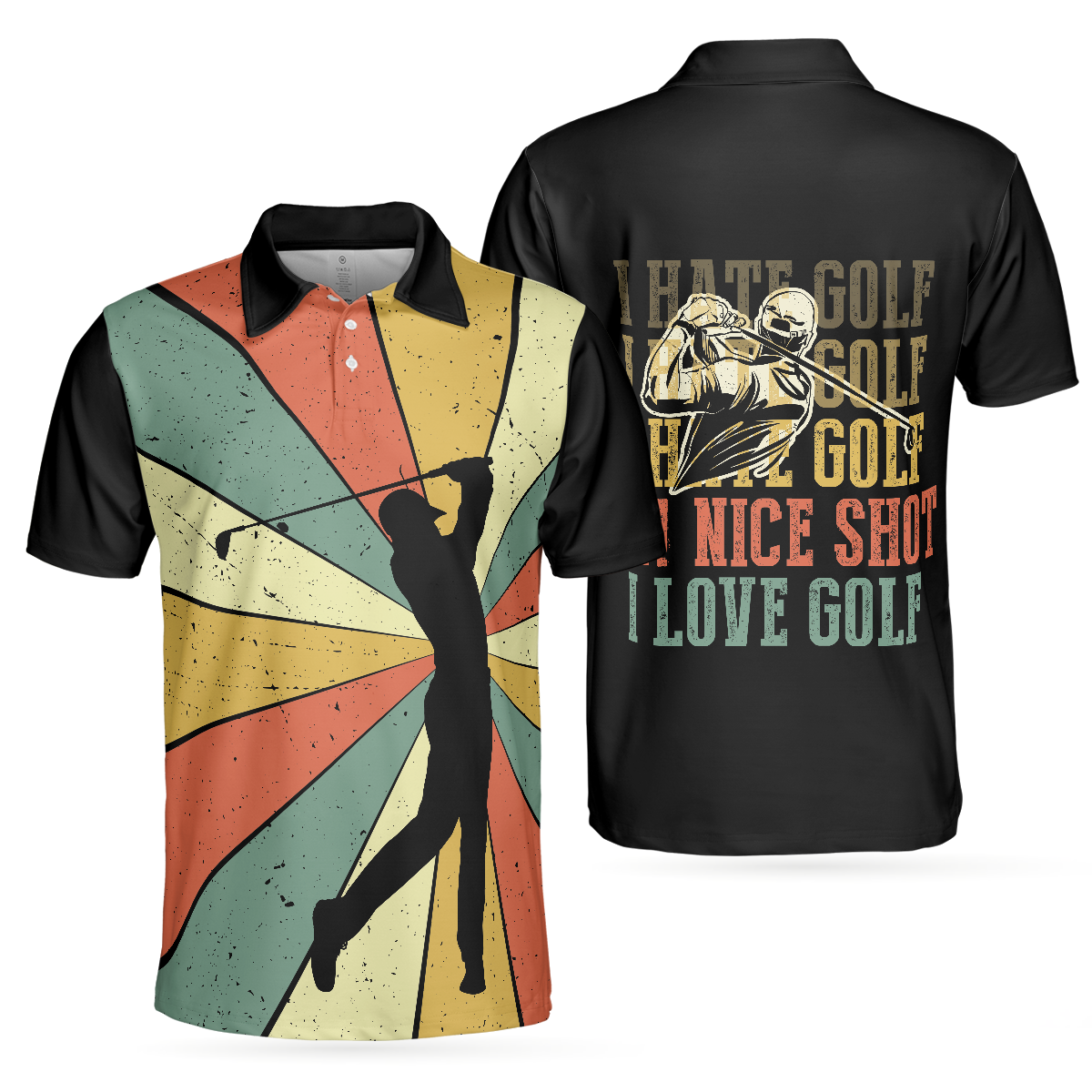 I Hate Golf Nice Shot I Love Golf Polo Shirt, Vintage Color Palette Polo Shirt, Best Golf Shirt For Men