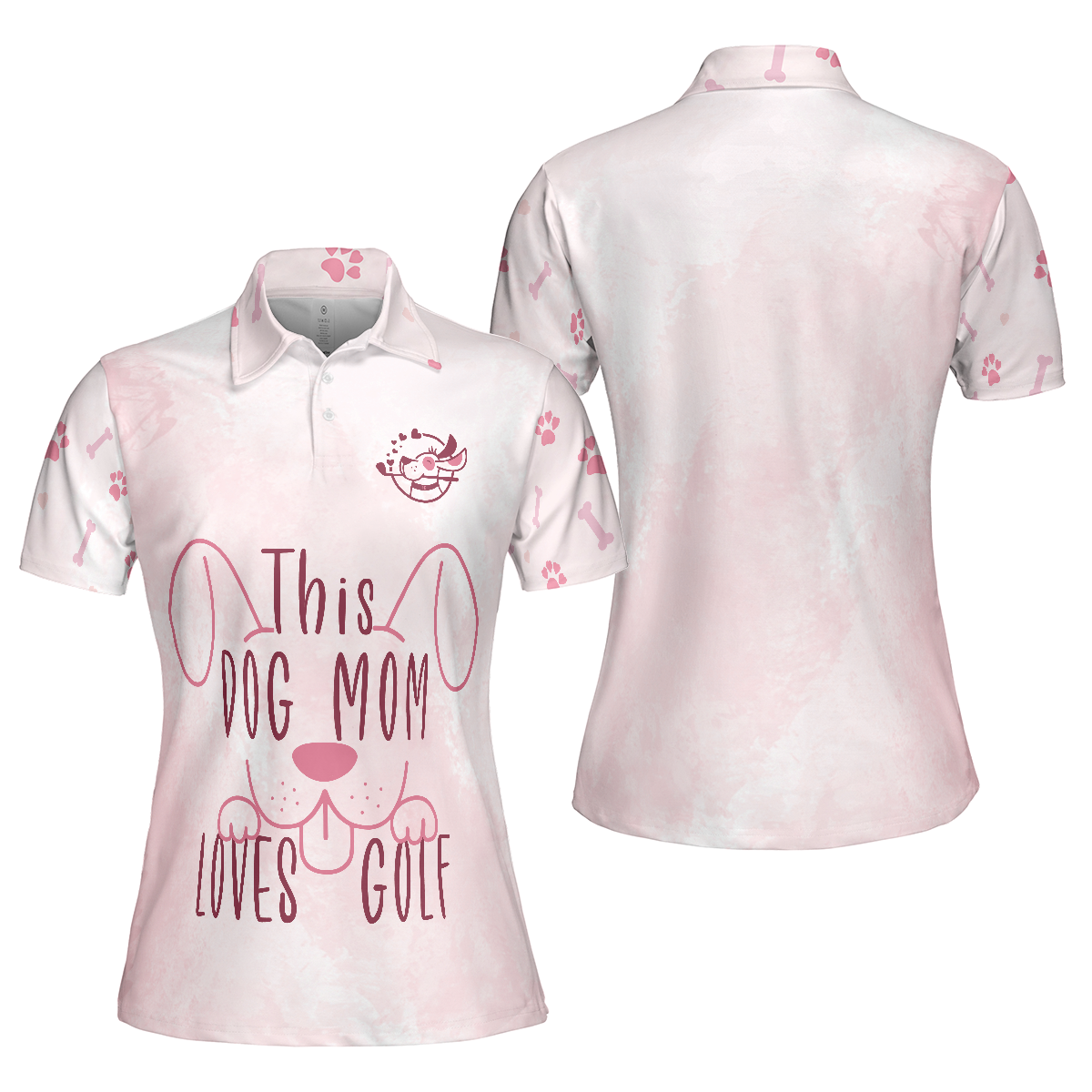 This Dog Mom Loves Golf Short Sleeve Women Polo Shirt, Pink Golf Shirt For Ladies, Golf Gift For Dog Lovers - Perfect Gift For Women