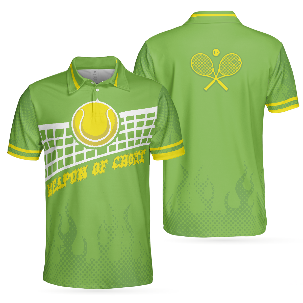 Weapon Of Choice Short Sleeve Polo Shirt, Green Tennis Ball On The Net Polo Shirt, Best Tennis Shirt For Men - Perfect Gift For Men, Tennis Lovers