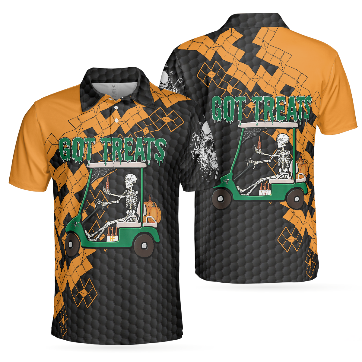 Got Golf And Got Treat Skull Golf Men Polo Shirt, Halloween Golf Shirt For Men, Halloween Gift For Golfers