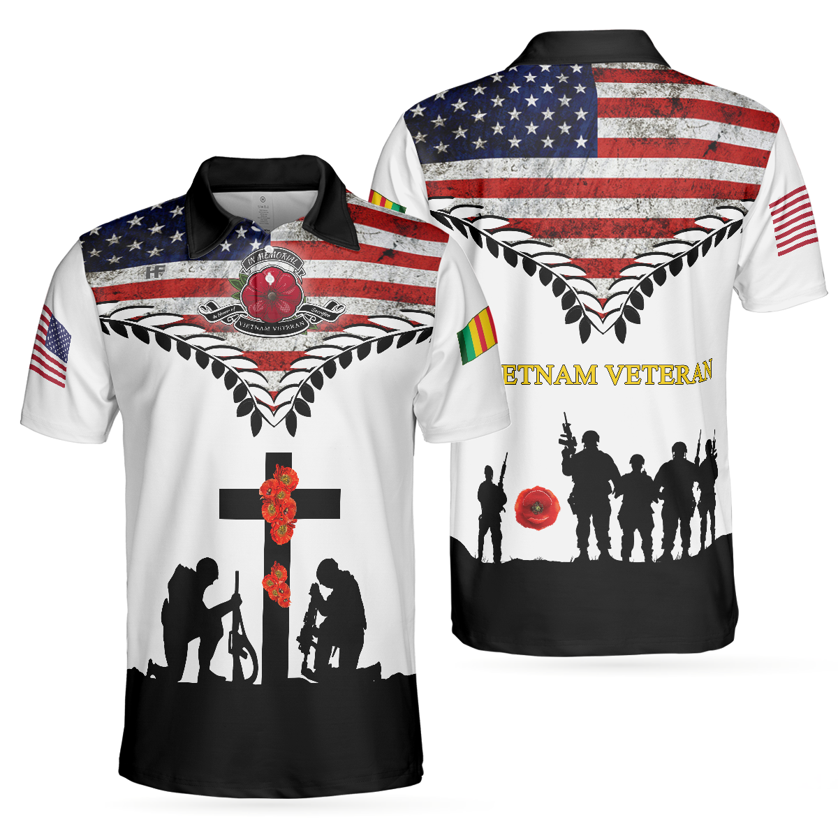 Vietnam Veteran Polo Shirt, American Flag Veteran Shirt Design, Thoughtful Gift For Vietnam Veterans - Perfect Gift For Men