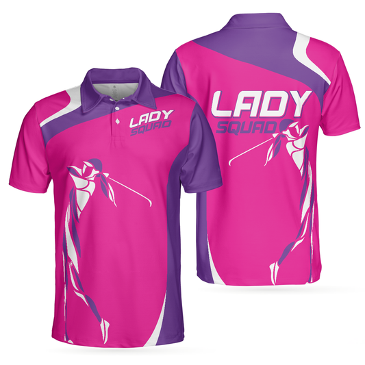 Girl Squad Golf Short Sleeve Polo Shirt, Purple And Pink Golf Team Polo Shirt For Men And Women, Gift For Golfers