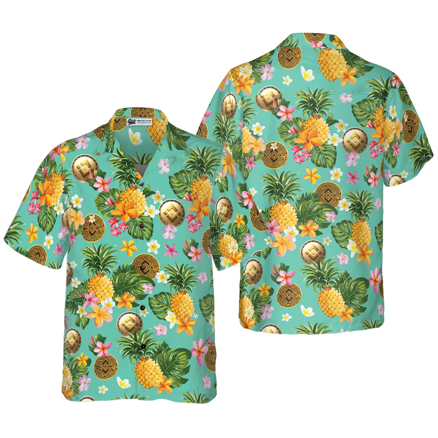 Binance Coin Yellow Tropical Flower Hawaiian Shirt - Perfect Gift For Family, Friends, Husband, Boyfriend, Wife, Girlfriend