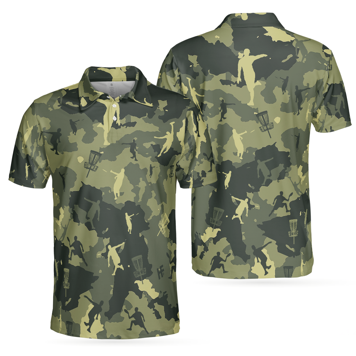 Camouflage Texture Disc Golf Shirt For Men Polo Shirt, Cool Camo Disc Golf Shirt Design For Male Players