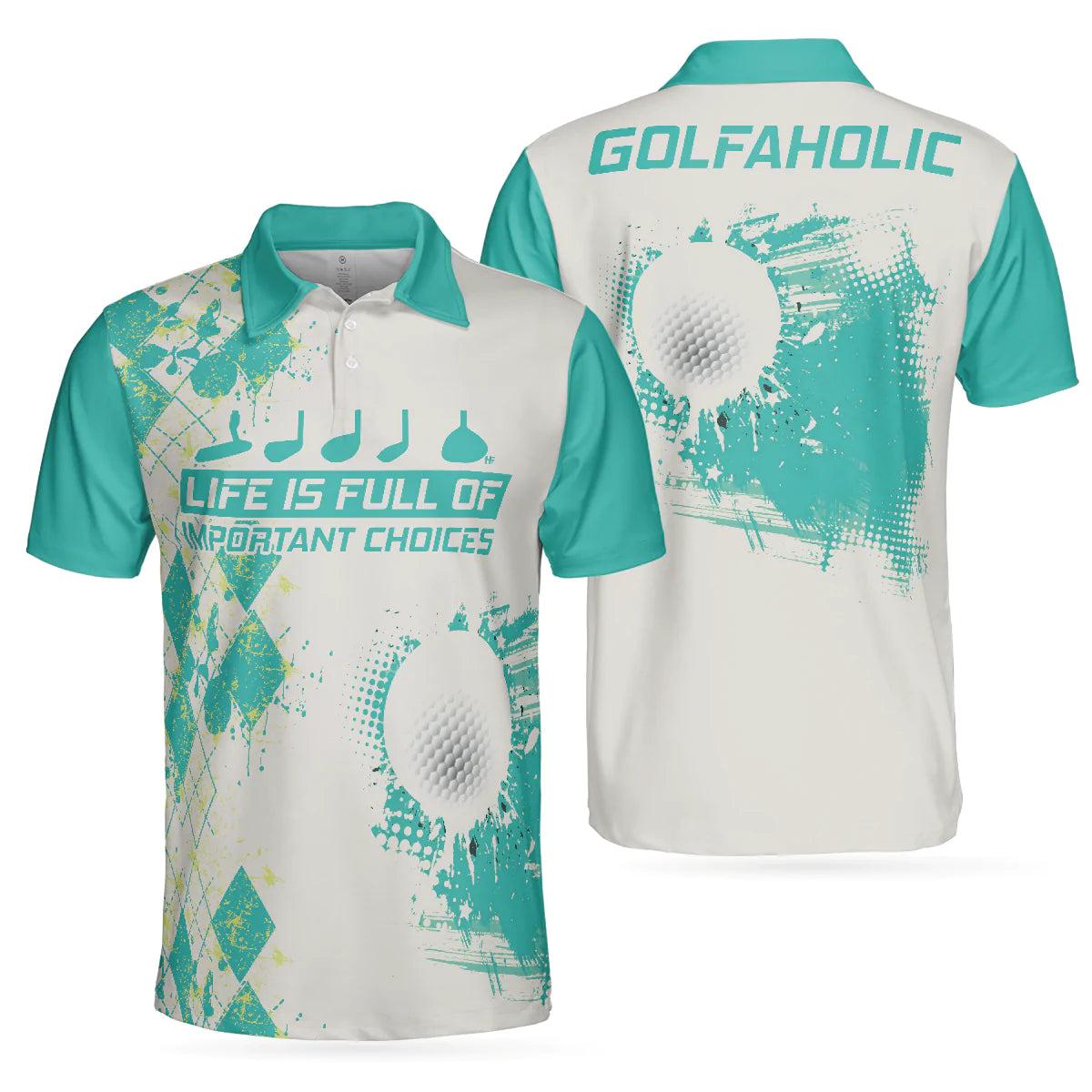 Life Is Full Of Important Choices Golf Polo Shirt, Cyan Argyle Pattern Polo Shirt, Best Golf Shirt For Men