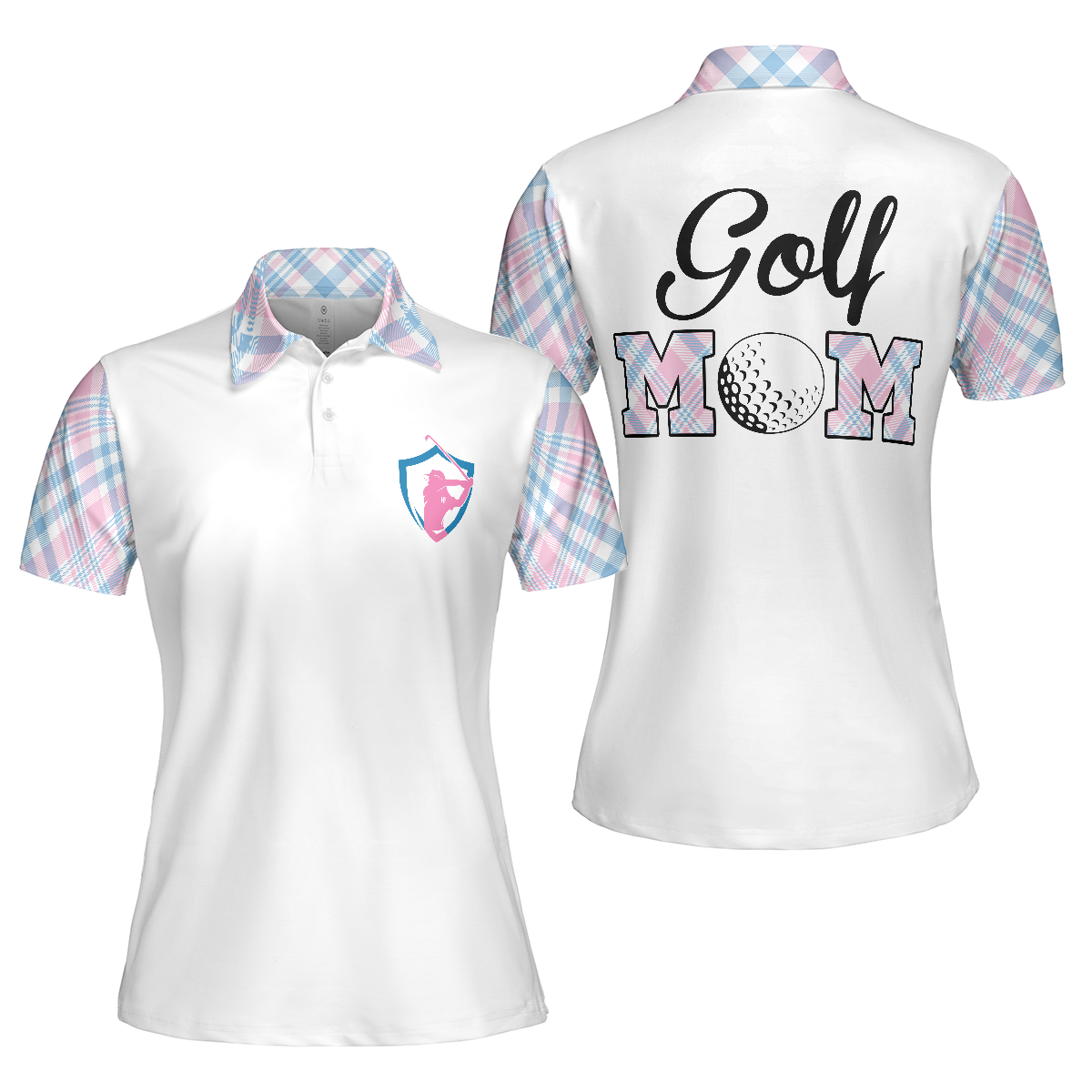 Golf Mom White Short Sleeve Women Polo Shirt, Cool Golf Gift For Women