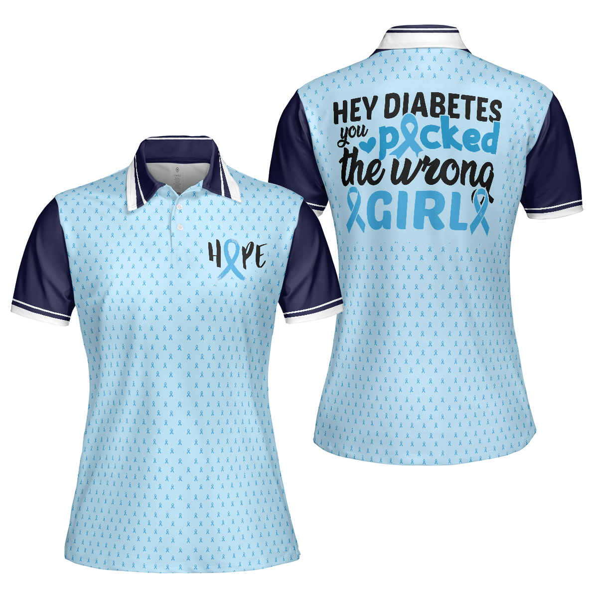 Diabetes Picked The Wrong Girl Diabetes Awareness Short Sleeve Women Polo Shirt, Diabetes Polo Shirt For Women, Cool Diabetes Support Gift, Best Gift For Ladies