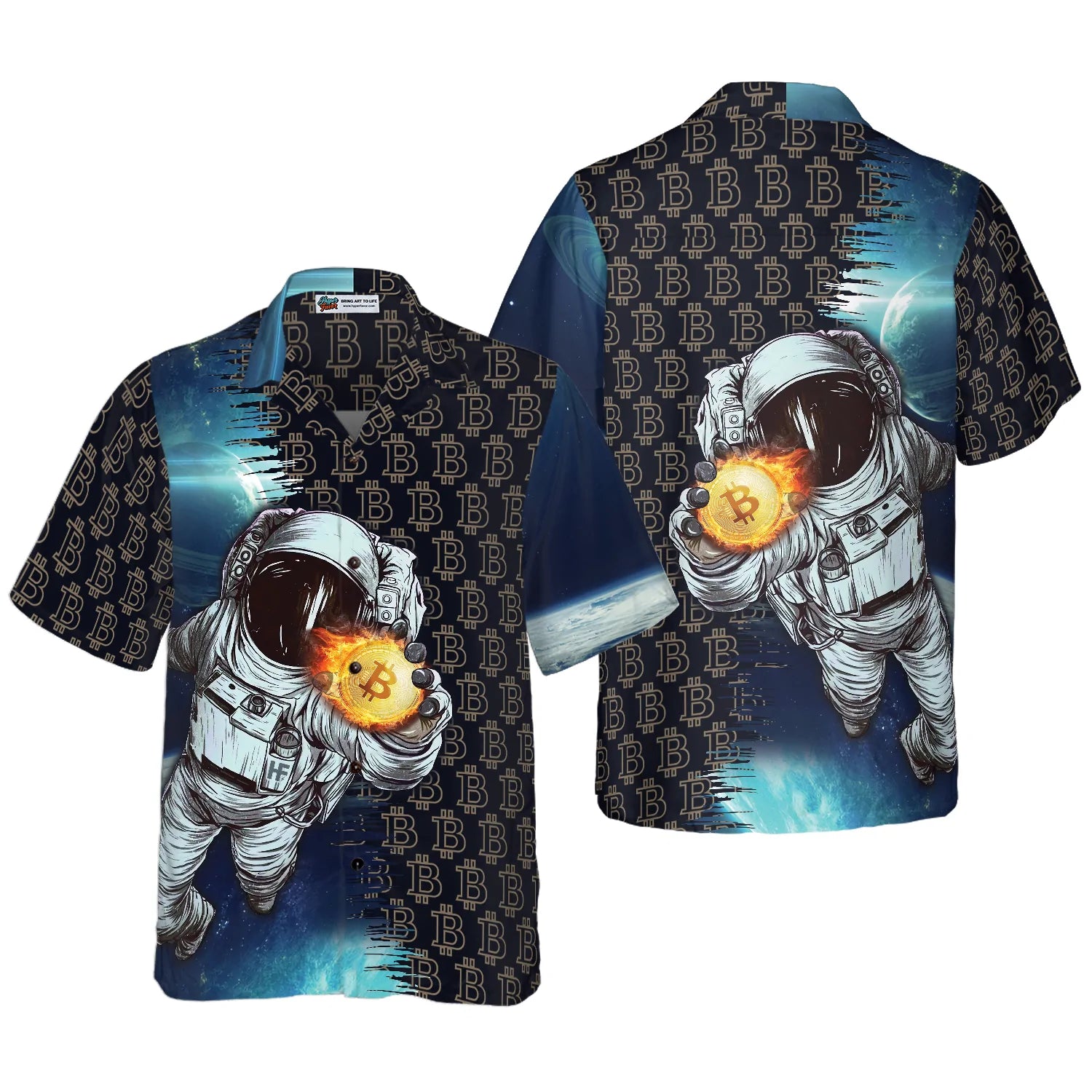 Bitcoin To The Moon Hawaiian Shirt, Bitcoin Aloha Shirt For Men & Women - Perfect Gift Husband, Wife, Boyfriend, Girlfriend, Family, Friends