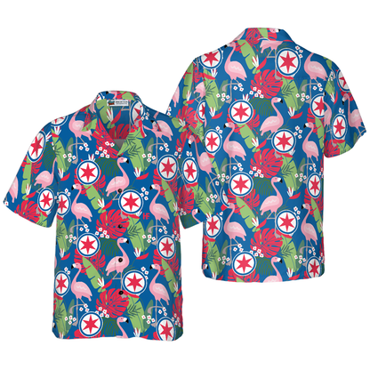Chicago Floral Flamingo Hawaiian Shirt, Best Gift For Husband, Wife, Boyfriend, Girlfriend, Friend, Family
