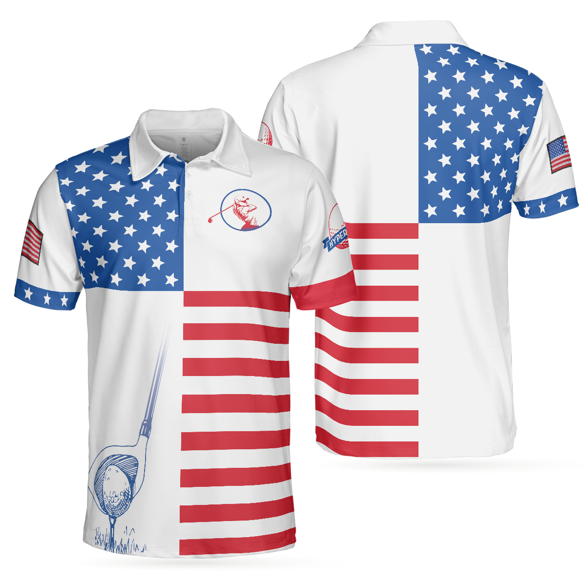 American Flag Golf Short Sleeve Unisex Golf Polo Shirt, Polo Shirts For Men And Women, Gift For Golfers