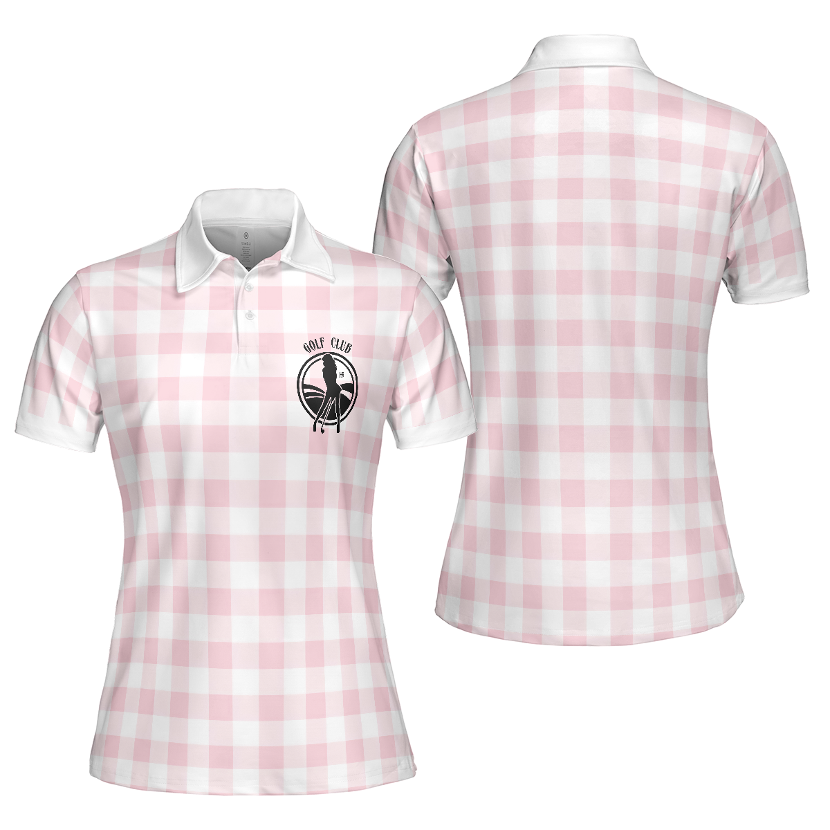 Sexy Golf Girl With A Golf Club Golf Short Sleeve Women Polo Shirt, White And Pink Golf Shirt For Ladies - Perfect Gift For Women, Female, Golfers