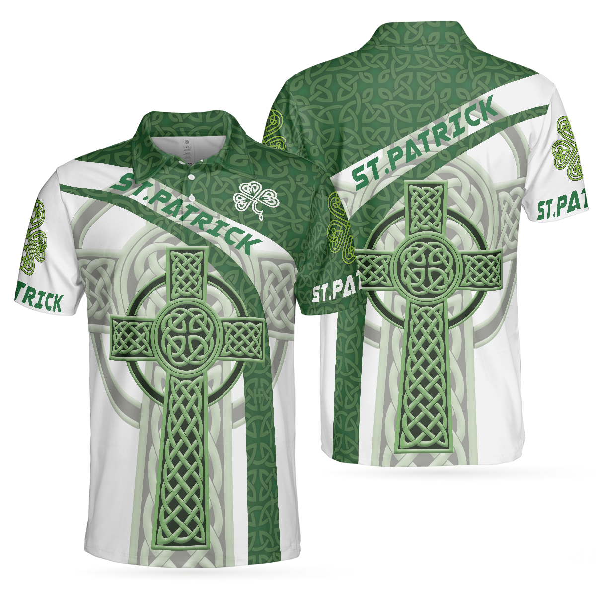 St Patrick Day With Celtic Cross Polo Shirt, Green Saint Patricks Day Shirt, St Patrick Themed Shirt For Irish - Perfect Gift For Men