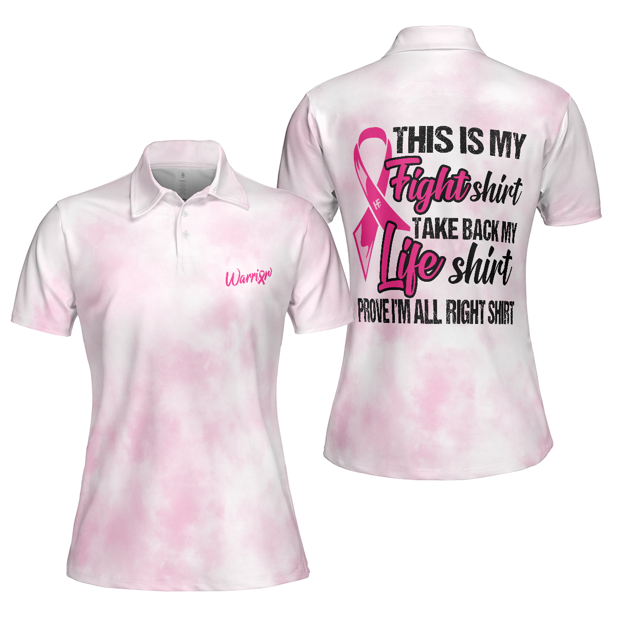 This Is My Fight Shirt Breast Cancer Awareness Short Sleeve Women Polo Shirt, Pink Tie Dye Breast Cancer Shirt