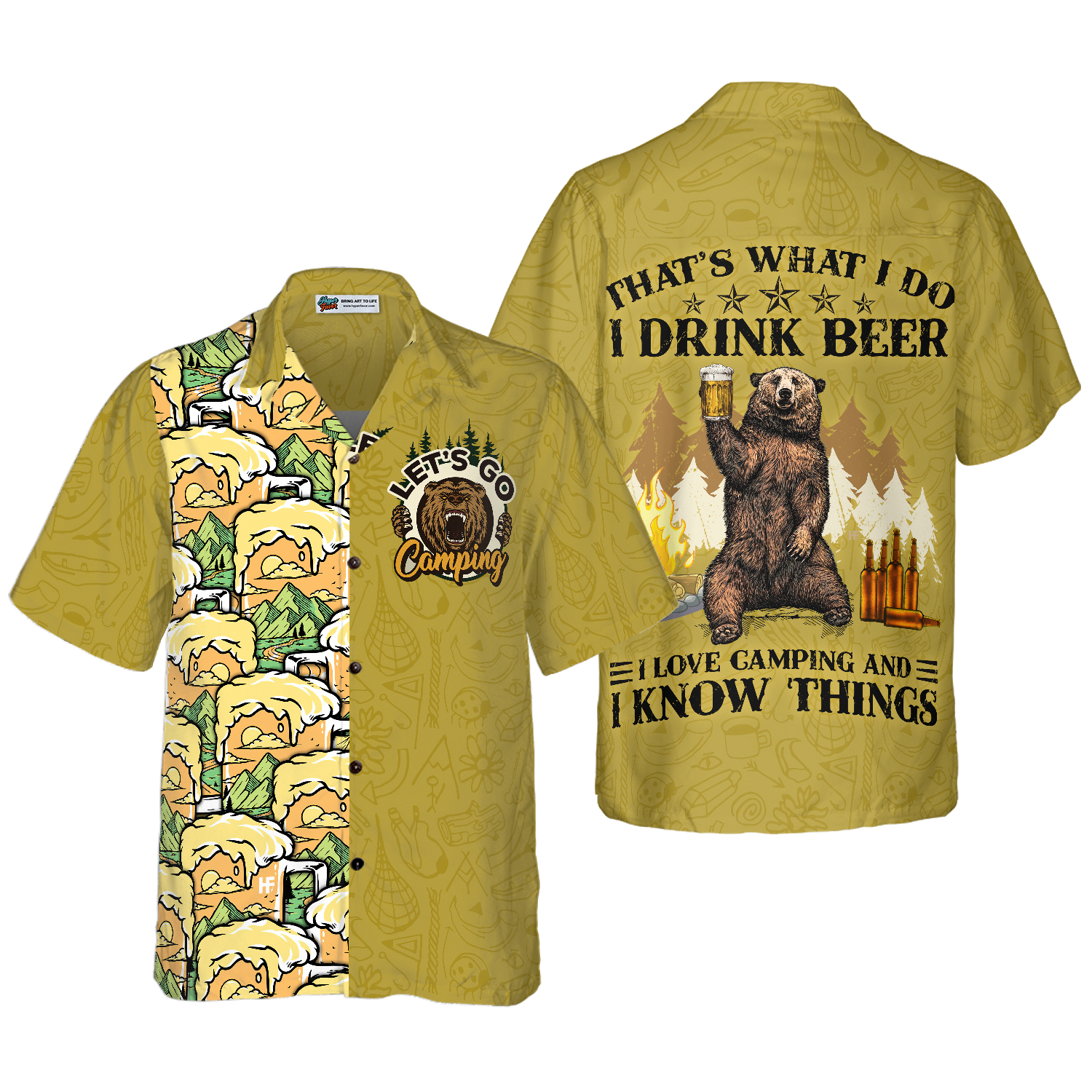 Camping Bear Drink Beer Hawaiian Shirt, Best Gift For Camping, Friend, Family