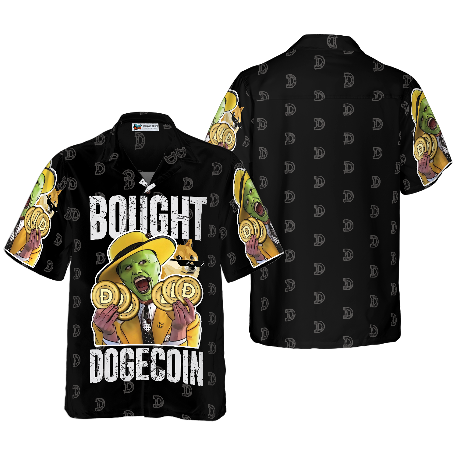 Bought Dogecoin Hawaiian Shirt, Best Gift For Husband, Wife, Boyfriend, Girlfriend, Friend, Family