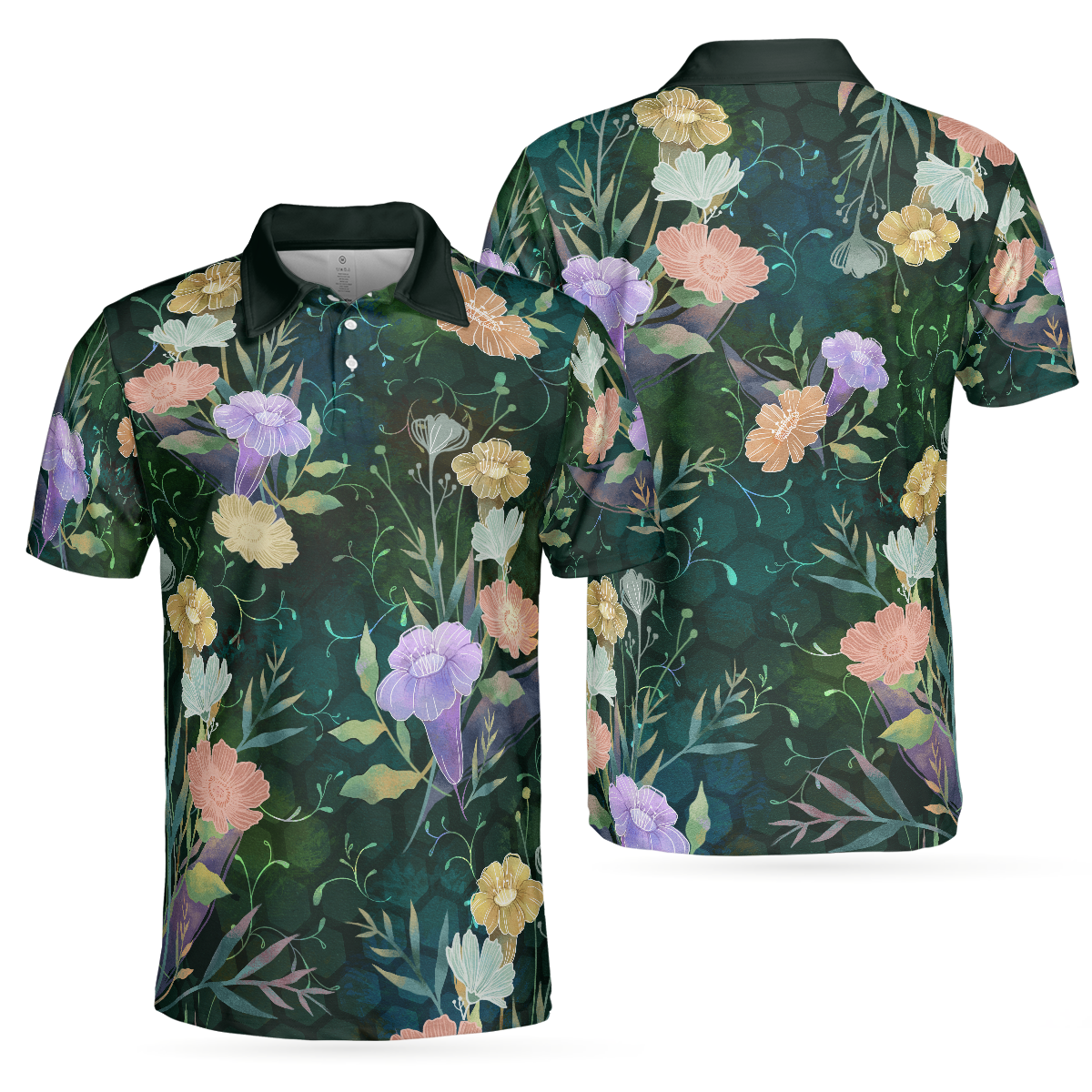 Vintage Floral Golf Texture Polo Shirt, Flower Polo Shirt - Perfect Gift For Men