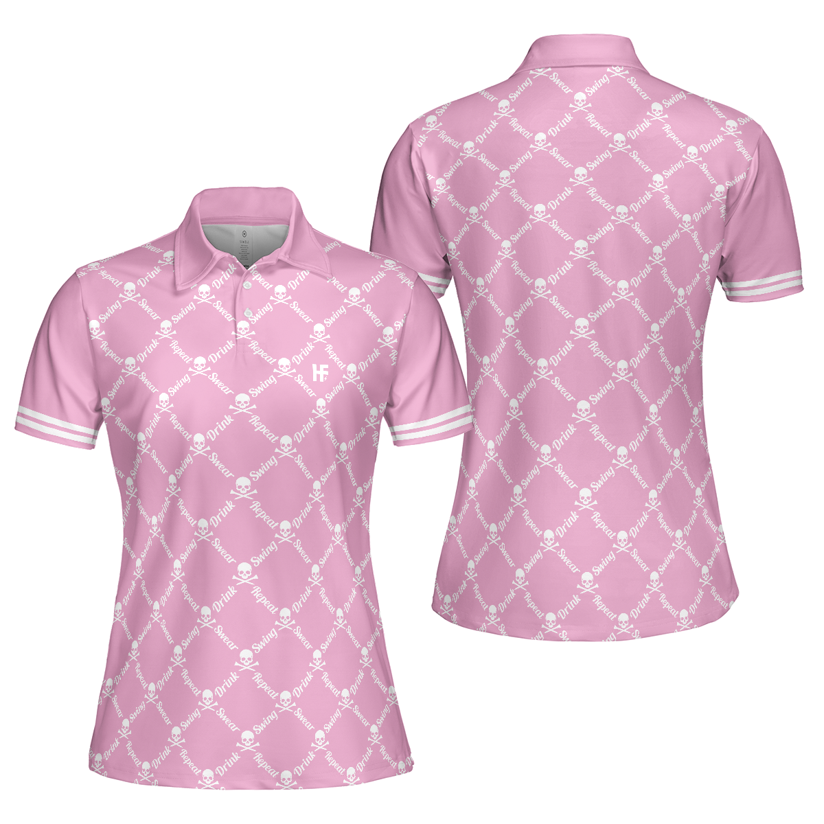 Pink Golf Women Polo Shirt, Swing Swear Drink Repeat Pink Golf Polo Shirt, Pink Golfing Shirt For Female Players - Perfect Gift For Women, Ladies