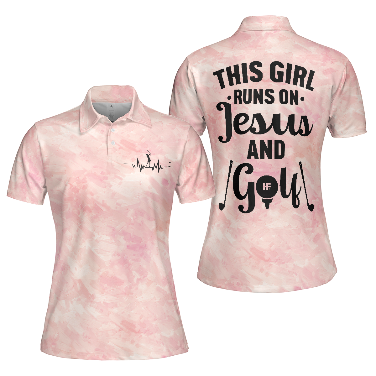 This Girl Runs On Jesus And Golf Short Sleeve Women Polo Shirt - Perfect Gift For Women