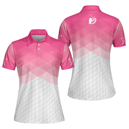 Pink Argyle Pattern Golf Polo Shirt, Just A Pink Girl Who Loves Playing Golf Short Sleeve Shirt For Ladies, Gift For Female Golfers