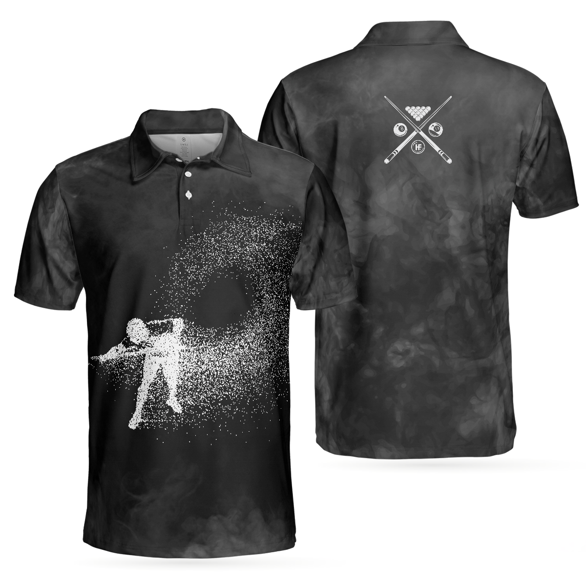 Men Polo Shirt - Billiards On Smoke Background Polo Shirt, Smoke Billiards Player Polo Shirt - Best Billiards Shirt For Men