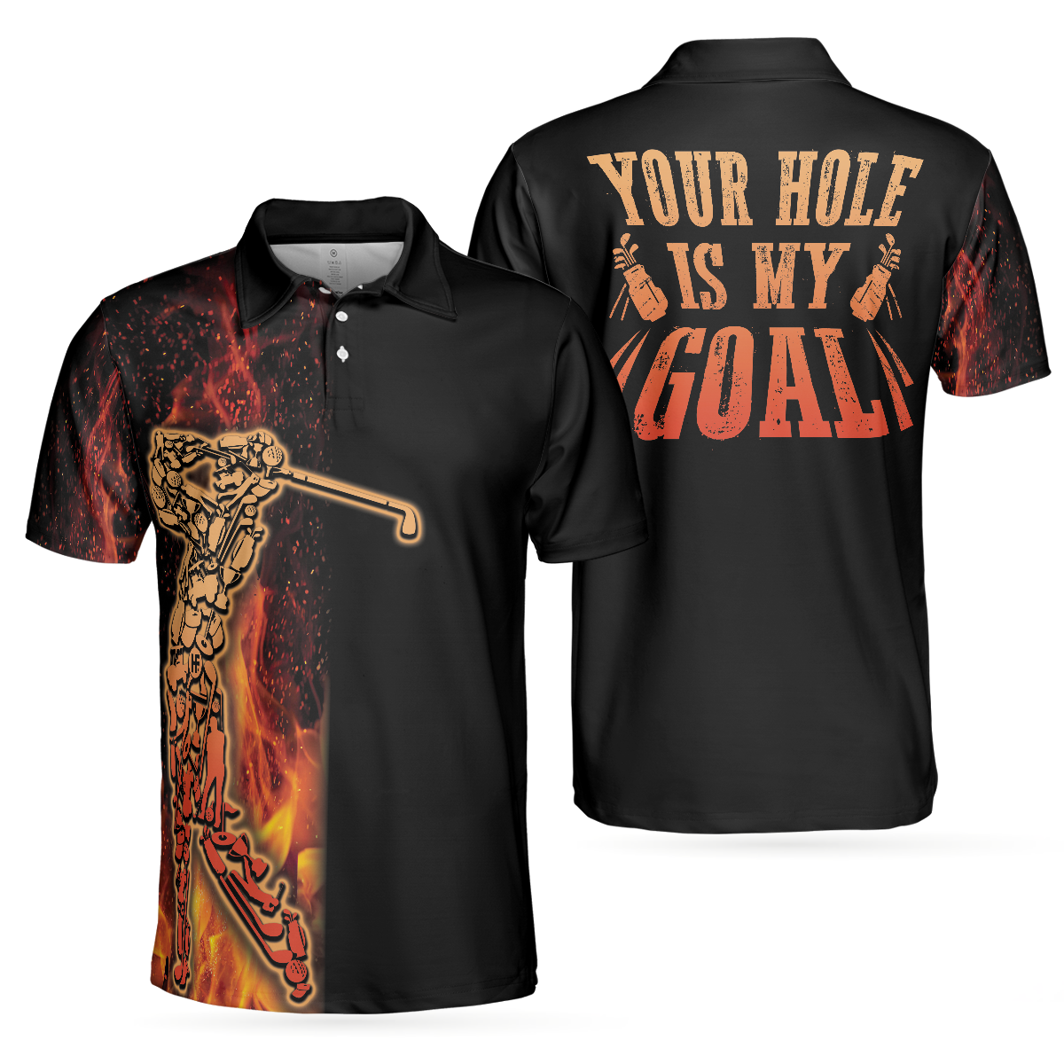 Your Hole Is My Goal Golf Polo Shirt, Black Flame Fragmented Golfer Polo Shirt, Best Golf Shirt - Perfect Gift For Men