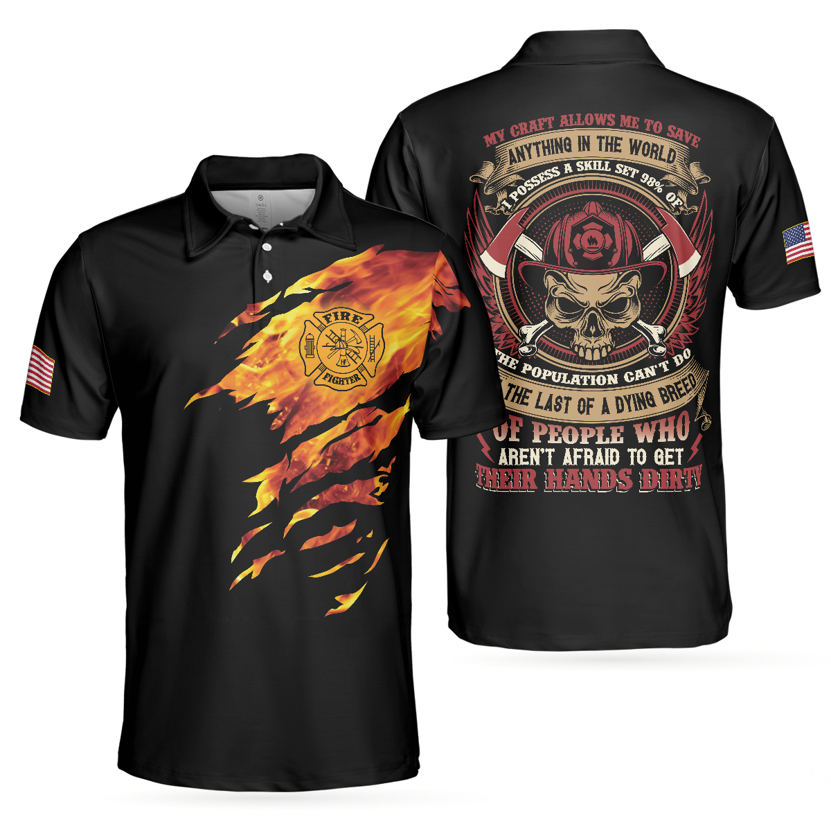 Skull Firefighter Men Polo Shirt, Firefighter My Craft Allows Me To Save Anything Shirt For Men, Gift For Firefighter