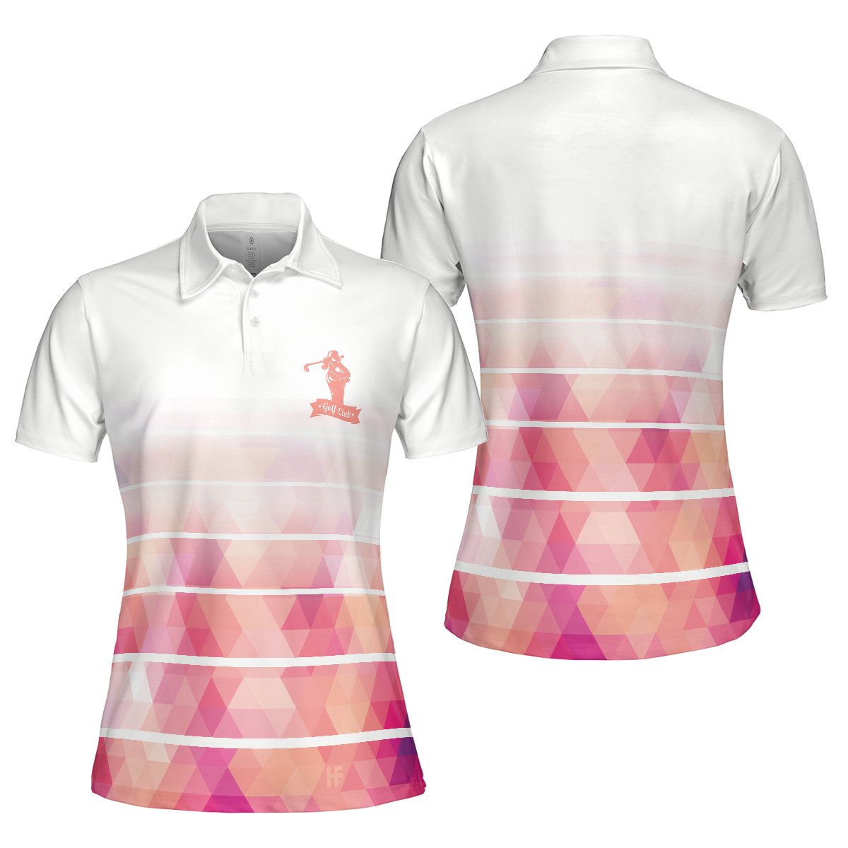 Girl Swinging Golf Club Short Sleeve Women Polo Shirt, Color Golf Shirt For Ladies, Unique Female Golf Gift, Gift For Golfers