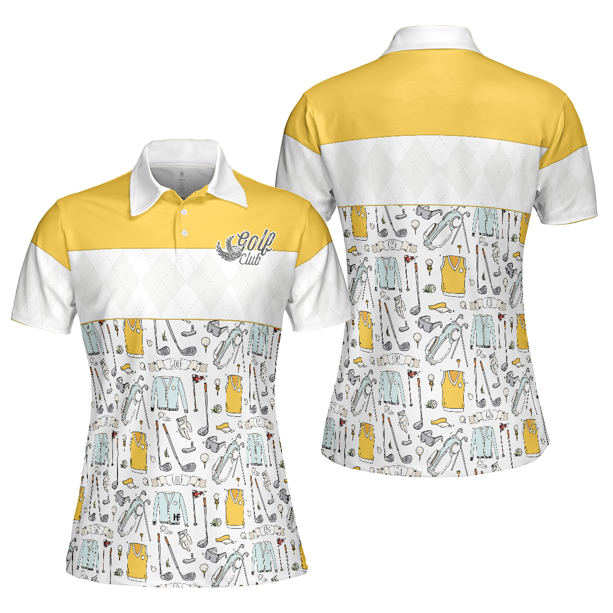 Golf Symbol And Golf Life In Yellow Short Sleeve Women Polo Shirt, Best Golf Shirt For Ladies