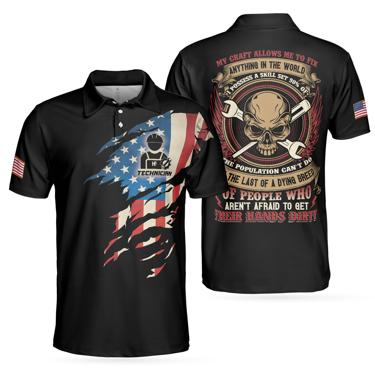 Technician My Craft Allows Me To Fix Anything Polo Shirt, Skull American Flag Polo Shirt, Best Technician Shirt For Men - Gift For Men, Technician