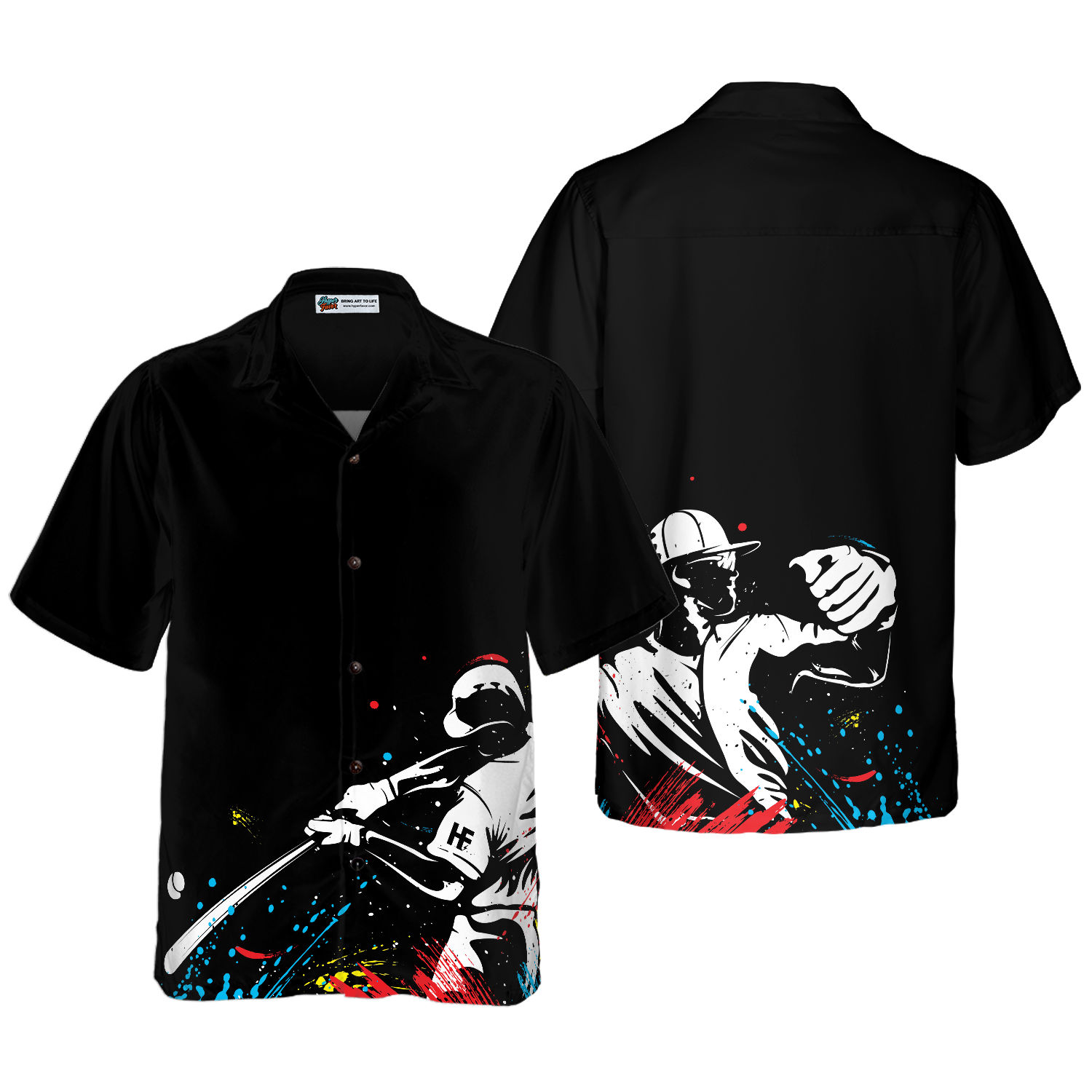 Baseball Players' Silhouettes On Paintball Pattern Hawaiian Shirt, Best Gift For Baseball Players, Friend, Family