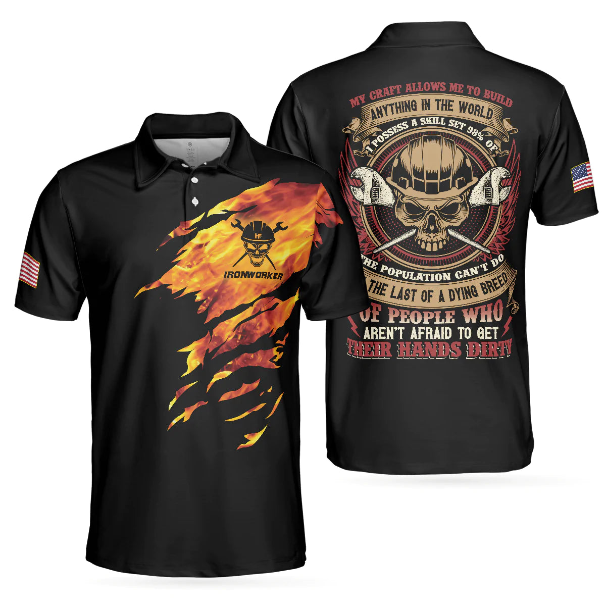 Skull Ironworker Polo Shirt, Ironworker My Craft Allows Me To Build Anything Shirt For Men, Cool Gift For Ironworker Lovers