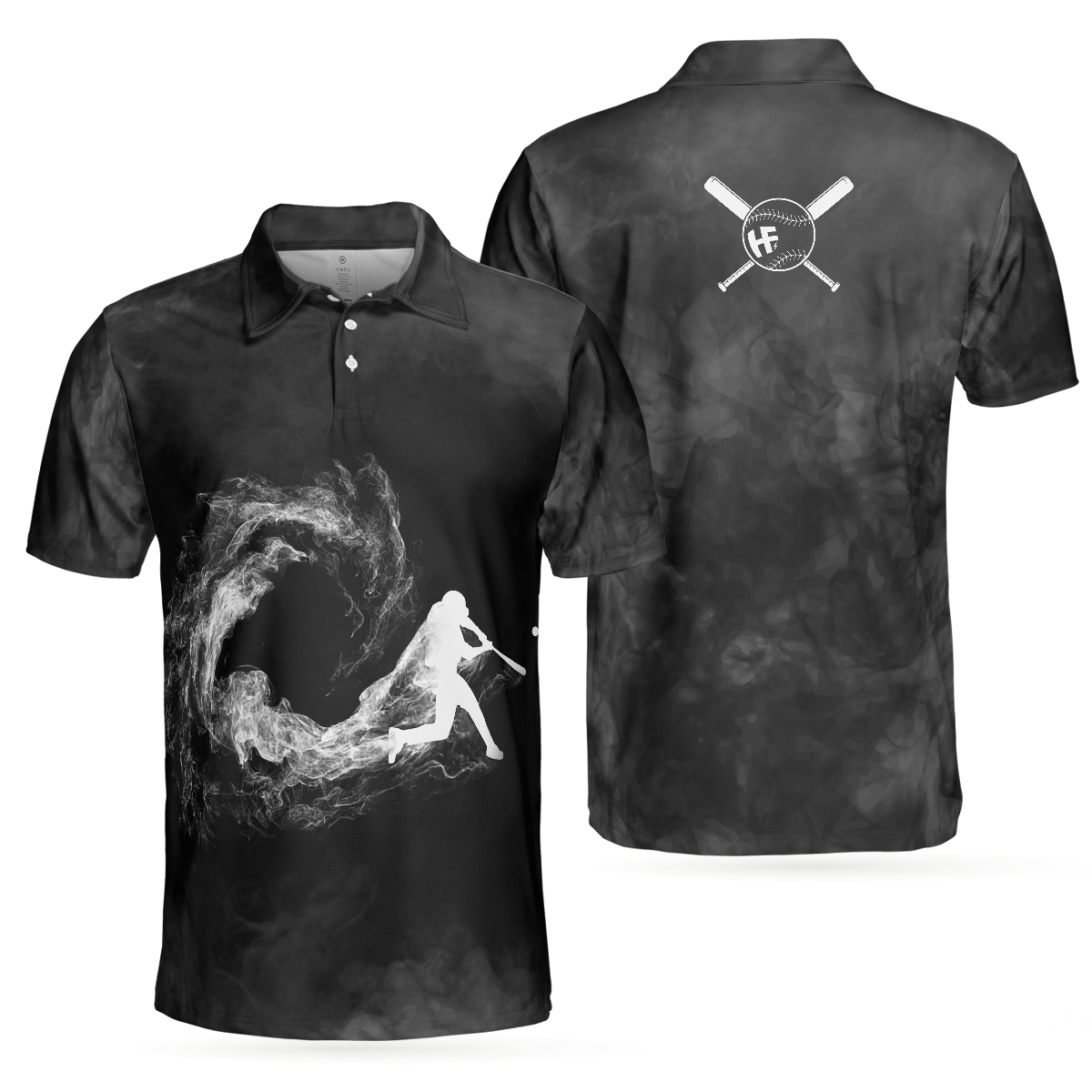 Baseball On Smoke Black Theme Men Polo Shirt, Smoke Baseball Striker Player Polo Shirt, Best Baseball Shirt For Men, Gift For Baseball Lovers