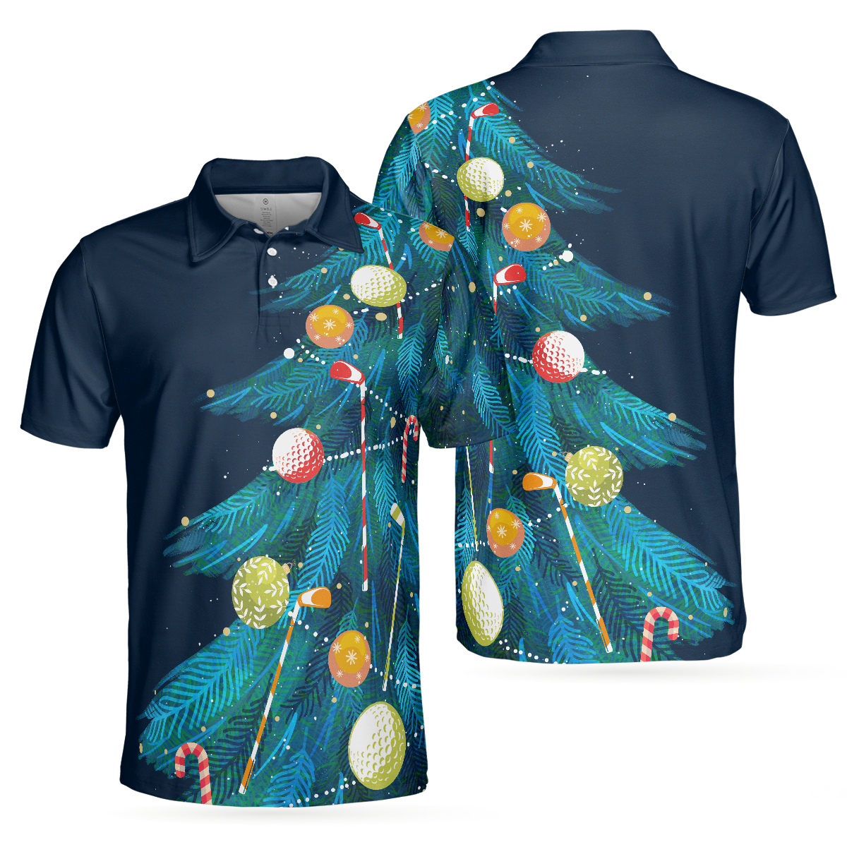 Christmas Golf Polo Shirts- Mens Golf Polo Shirts Short Sleeve- Christmas Tree Pattern Shirt Dry Fit- Christmas Shirt Idea - Gift For Men - Best Gift For Golf Lovers