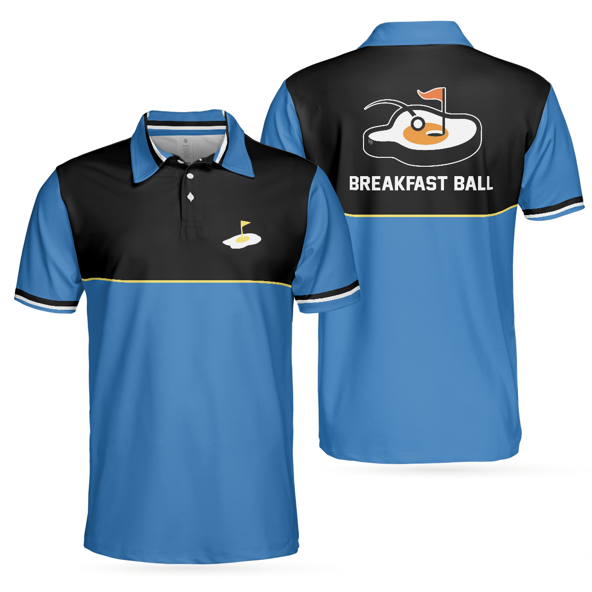 Breakfast Ball Short Sleeve Golf Polo Shirt, Steak Golf Hole And Flag Polo Shirt, Best Golf Shirt For Men