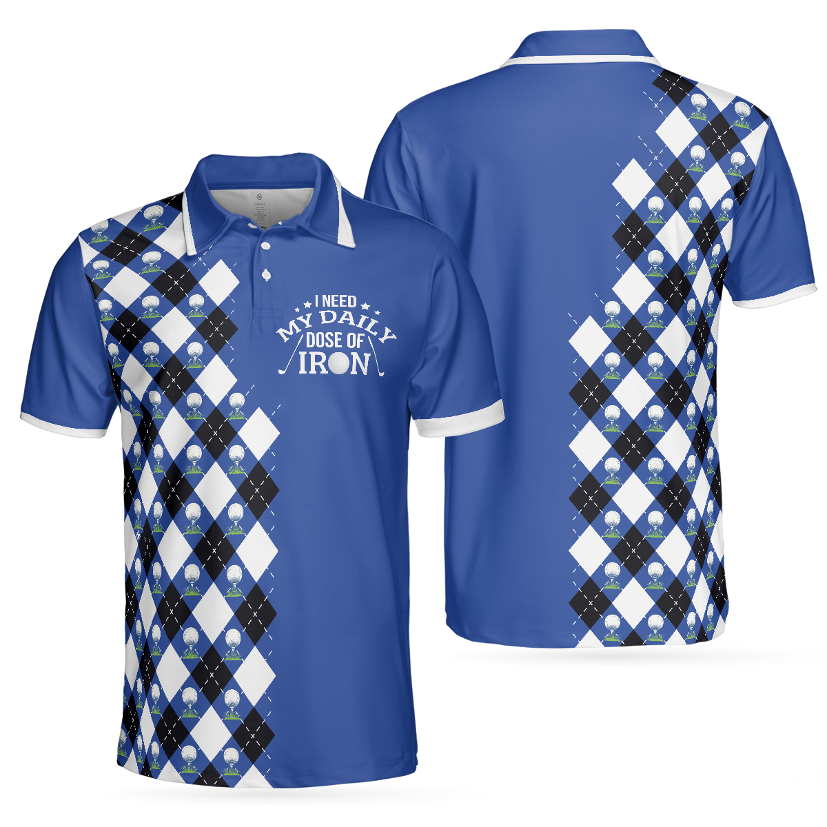 Golf Men Polo Shirt, I Need My Daily Dose Of Iron Polo Shirt, Argyle Pattern Polo Shirt, Best Golf Shirt For Men